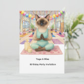 Yoga Verjaardagsfeest voor Siamese Kattenliefhebbe Kaart (Staand voorkant)