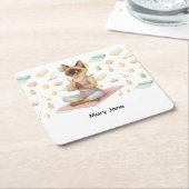 Yoga Verjaardagsfeest voor Siamese Kattenliefhebbe Kartonnen Onderzetters (Schuin)