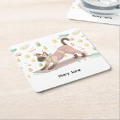 Yoga Verjaardagsfeest voor Siamese Kattenliefhebbe Kartonnen Onderzetters (Schuin)