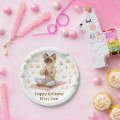 Yoga Verjaardagsfeest voor Siamese Kattenliefhebbe Papieren Bordje (Feest)