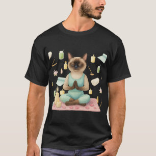Yoga Verjaardagsfeest voor Siamese Kattenliefhebbe T-shirt