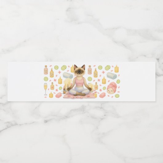 Yoga Verjaardagsfeest voor Siamese Kattenliefhebbe Waterfles Etiket (Enkel label)