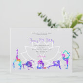 Yoga verjaardagsfeestje kaart (Staand voorkant)