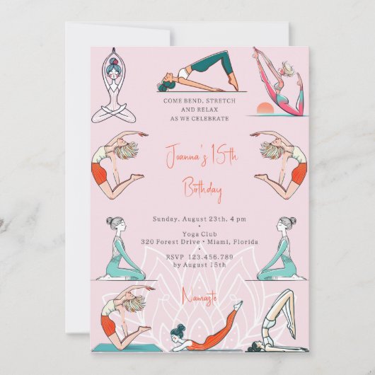 Yoga verjaardagsfeestje kaart (Voorkant)