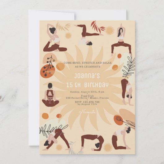 Yoga verjaardagsfeestje kaart (Voorkant)