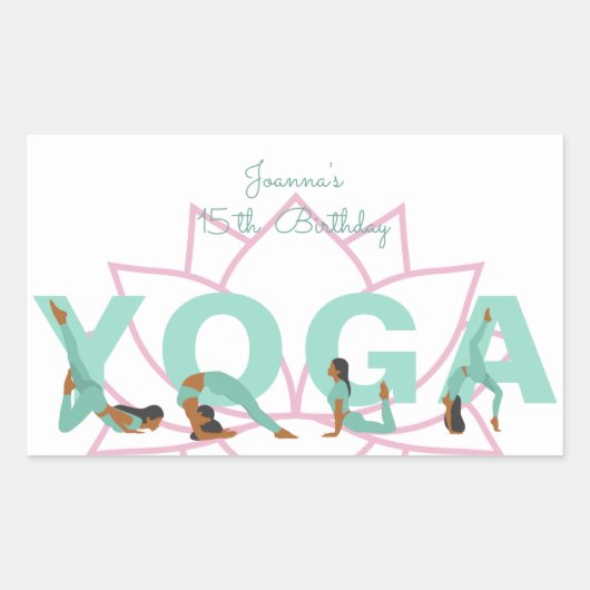 Yoga verjaardagsfeestje rechthoekige sticker (Voorkant)