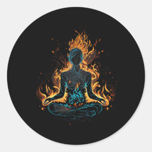 Yoga Vlammen Meditatie Namaste Yoga Leraar Yoga V Ronde Sticker