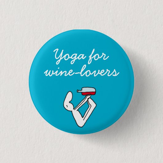 Yoga voor Winelovers Blue Badge Ronde Button 3,2 Cm (Voorkant)