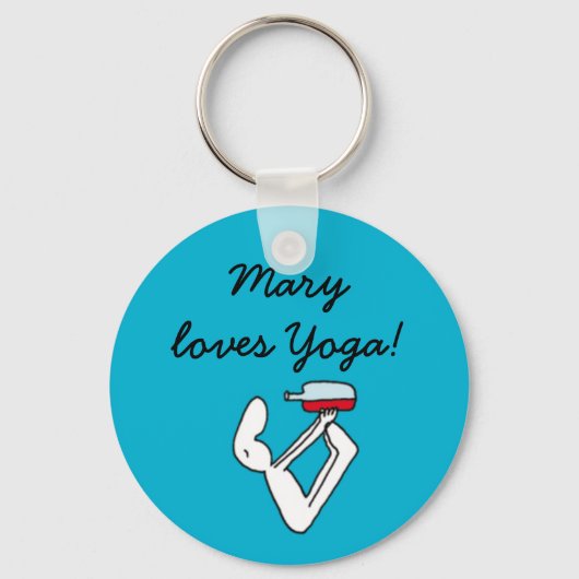 Yoga voor Winelovers Blue Badge Sleutelhanger (Voorkant)