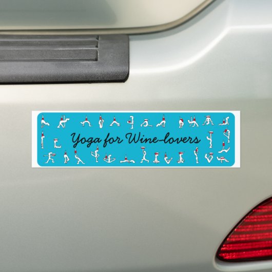 Yoga voor Winelovers Blue Bumpersticker (Op auto)