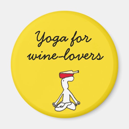 Yoga voor Winelovers Gele Magneet (Voorkant)