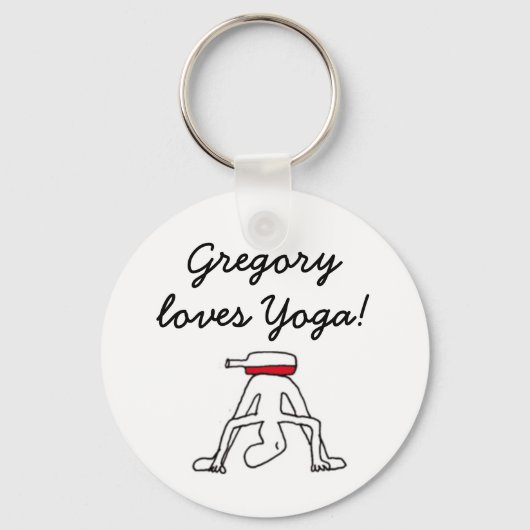 Yoga voor Winelovers White Badge Sleutelhanger (Voorkant)
