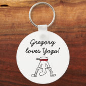 Yoga voor Winelovers White Badge Sleutelhanger (Voorkant)