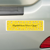 Yoga voor Winelovers Yellow Bumpersticker (Op auto)