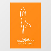Yoga Vrksasana Line Art Symbol op Oranje Raamsticker (Vel)