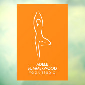 Yoga Vrksasana Line Art Symbol op Oranje Raamsticker (Vel 3)