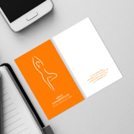 Yoga Vrksasana Line Art Symbol op Oranje Visitekaartje