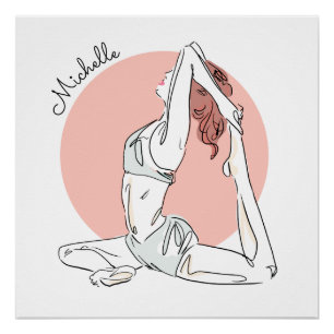 Yoga Vrouw aangepaste naam poster