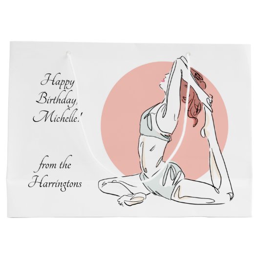 Yoga Vrouw aangepaste tekst cadeau zak Groot Cadeauzakje (Achterkant)
