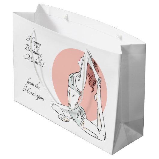 Yoga Vrouw aangepaste tekst cadeau zak Groot Cadeauzakje (Achterkant Gekanteld)