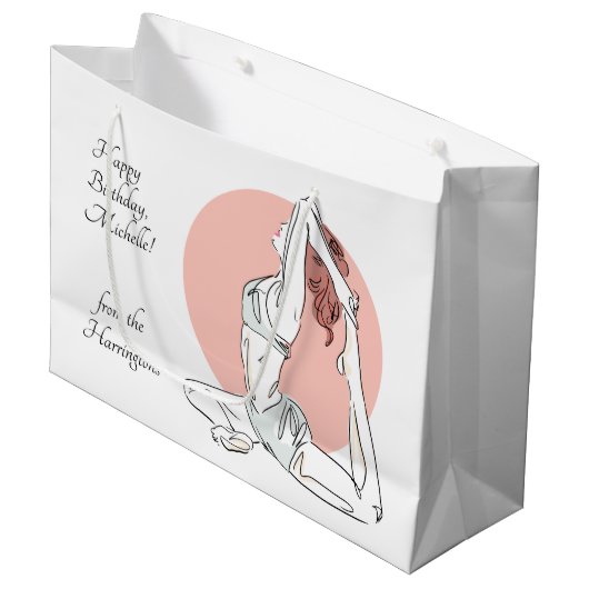 Yoga Vrouw aangepaste tekst cadeau zak Groot Cadeauzakje (Voorkant Gekanteld)