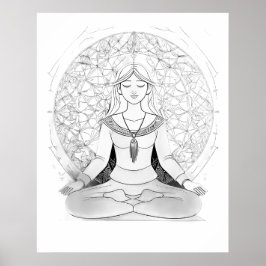 Yoga vrouw in lotus positie poster