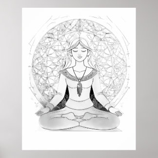 Yoga vrouw in lotus positie poster