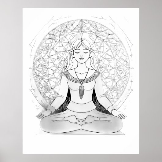Yoga vrouw in lotus positie poster (Voorkant)