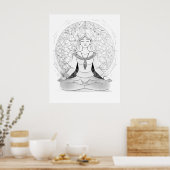 Yoga vrouw in lotus positie poster (Keuken)