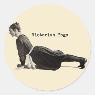 Yoga Vrouw Up Dog Antiek Ronde Sticker