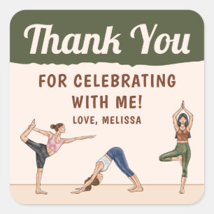 Yoga Vrouwen Rekken Yoga Verjaardag Bedankt Vierkante Sticker