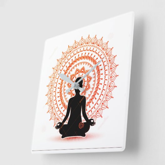 YOGA Wall Clock Vierkante Klok (Hoek)