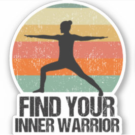 Yoga Warrior 2 Inspirerend Quote Sunset Vrouw Sticker