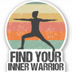 Yoga Warrior 2 Inspirerend Quote Sunset Vrouw Sticker
