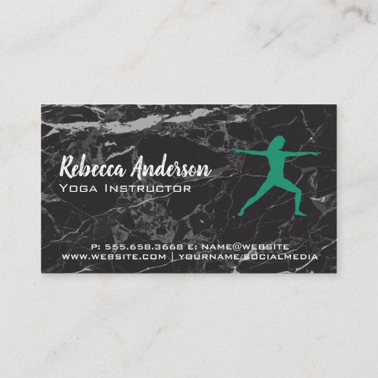 Yoga Warrior Pose | Achtergrond marmer Visitekaartje (Achterkant)
