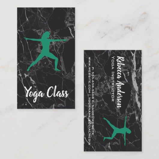 Yoga Warrior Pose | Achtergrond marmer Visitekaartje (Voorkant / Achterkant)