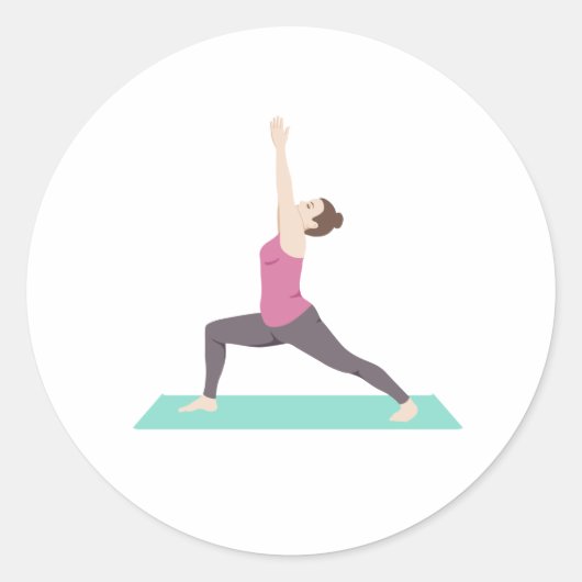 Yoga Warrior Pose Ronde Sticker (Voorkant)