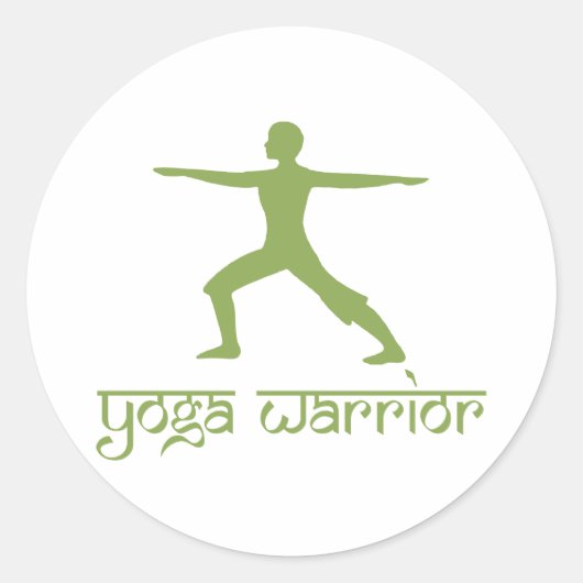 Yoga Warrior Pose Ronde Sticker (Voorkant)