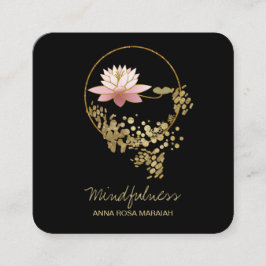 *~* Yoga Water Lily Lotus Mindfulness Glitter Vierkante Visitekaartje