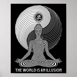 Yoga Wereld Illusie Yin Yang Zen Meisje Meditatie Poster