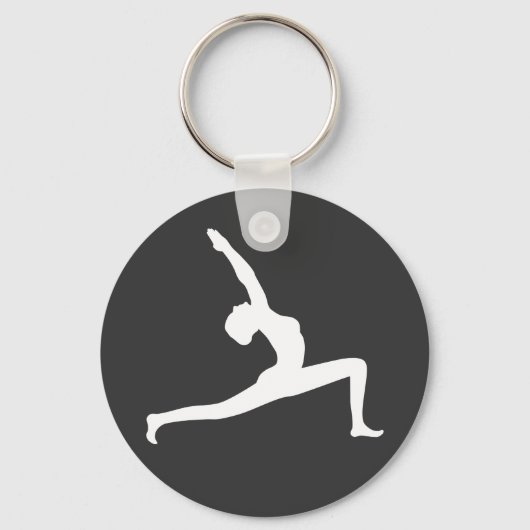 Yoga White Silhouette Woman geeft rondrechte sleut Sleutelhanger (Voorkant)