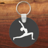Yoga White Silhouette Woman geeft rondrechte sleut Sleutelhanger (Voorkant)