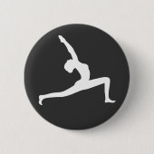 Yoga White Silhouette Woman Posing Round Button (Voorkant)