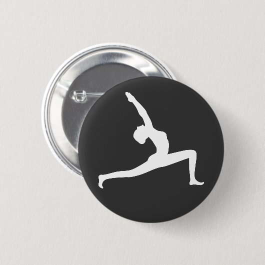 Yoga White Silhouette Woman Posing Round Button (Voorkant /achterkant)