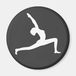 Yoga White Silhouette Woman Posing Round Magnets Magneet