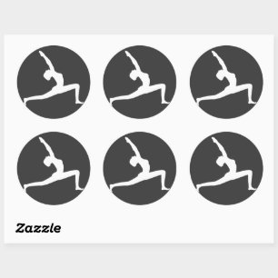 Yoga White Silhouette Woman Posing Round Sticker
