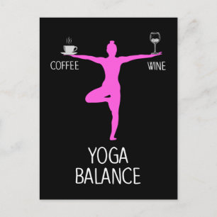 Yoga Wine en Coffee Lover Briefkaart