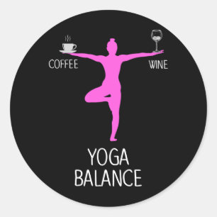 Yoga Wine en Coffee Lover Ronde Sticker