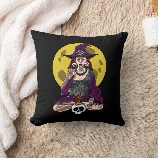 Yoga Witch Zen Meditation Namaste Halloween Kussen (Deken)