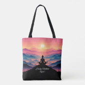 Yoga with a Sunset View - Add Name or Your Text Tote Bag (Achterkant)